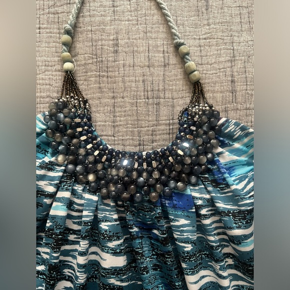 Vintage Ornate Beaded Boho Eclectic Mermaidcore Y2K Adjustable Halter Top - Picture 2 of 10